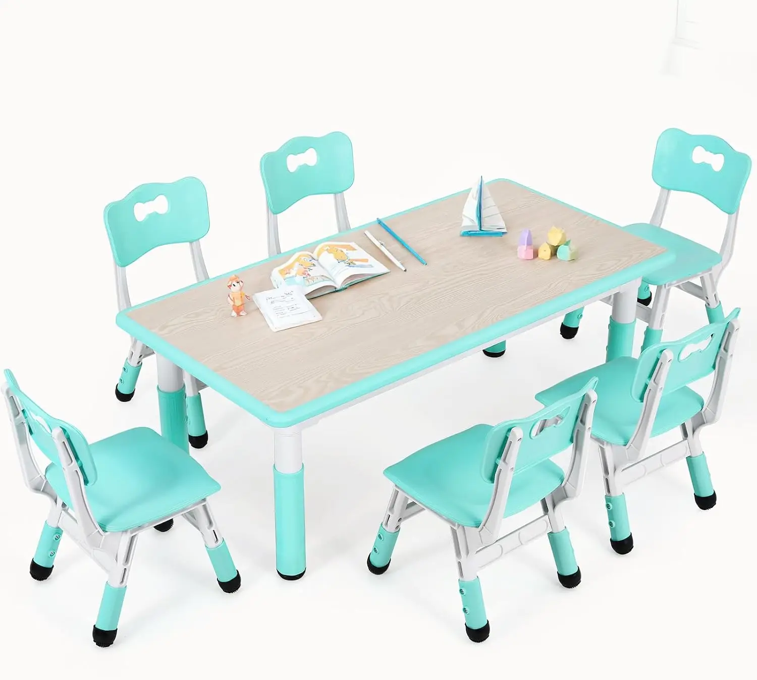 Art Craft For Preschool - Kindertafel en 6 stoelen set, in