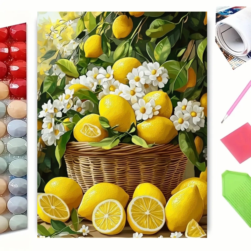 Unique Art Craft - Diamantmozaïek Nieuwe Collectie Citroen Fruit Keuken