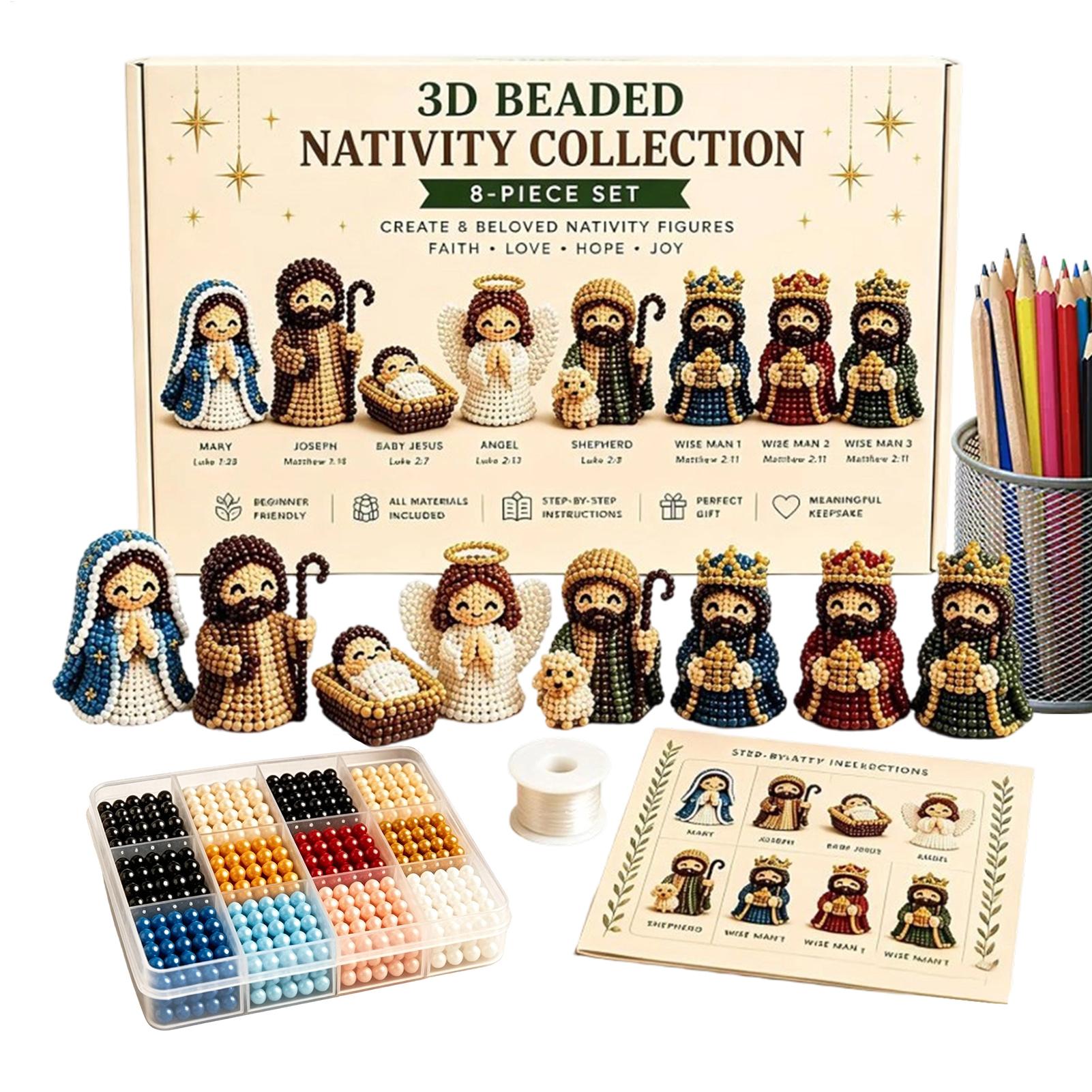 Art Craft Holiday - Kerststal kralenkunstset 3D kerstfiguren kralen knutseldecoratie