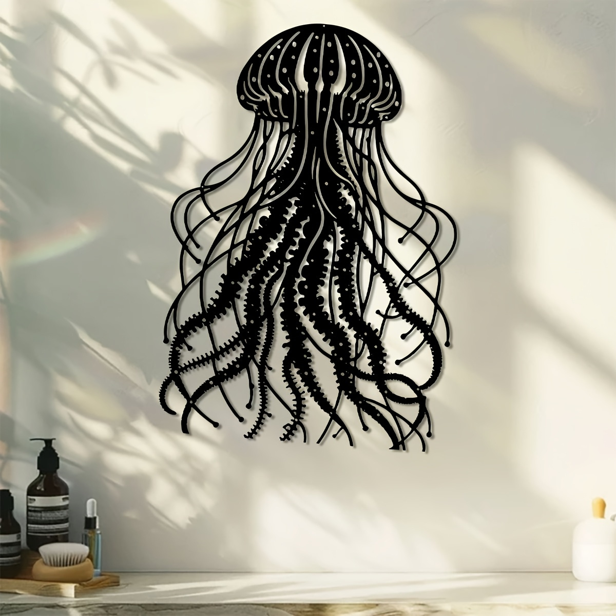 Art Craft Jellyfish - CIFBUY Metalen wandkunst Kwallen Sculptuur Zwart
