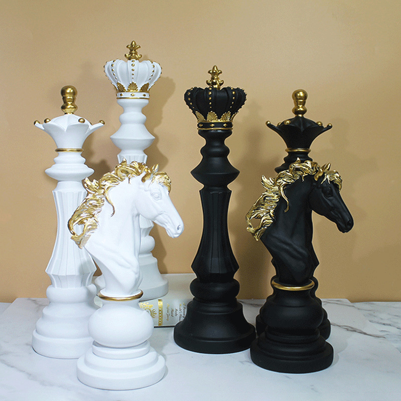 Queen Art Craft - Nieuwe Nordic Chess Ornamenten Schaakset Koning