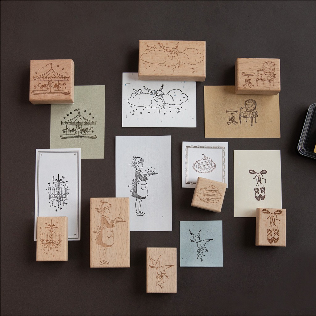 Art Craft Notebook - Vintage houten cartoonpatroon rubberen stempel voor