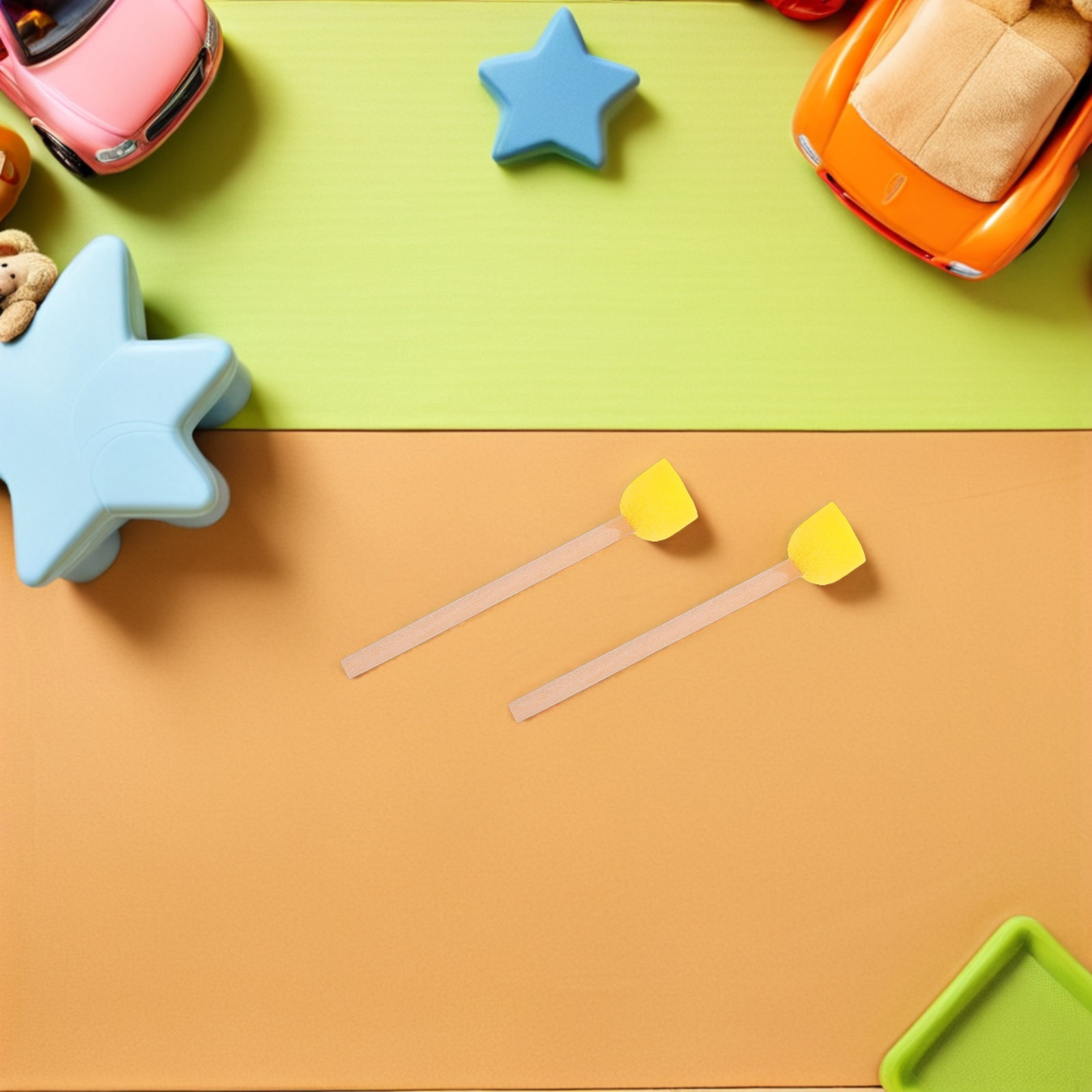 Art Craft For Preschool - 80 stuks ronde sponsborstels met houten