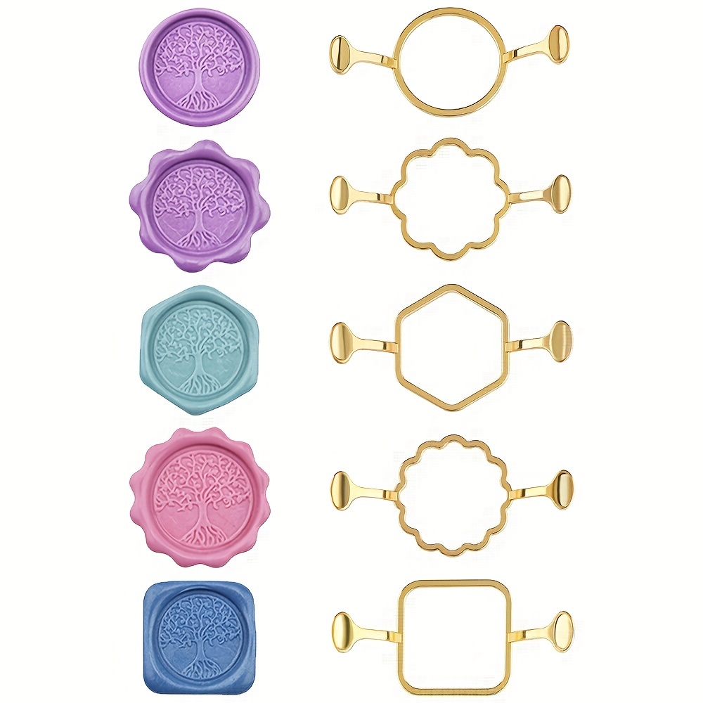 Batik Wax Kit - 5-pack zeshoekige vierkante metalen lakzegelset voor