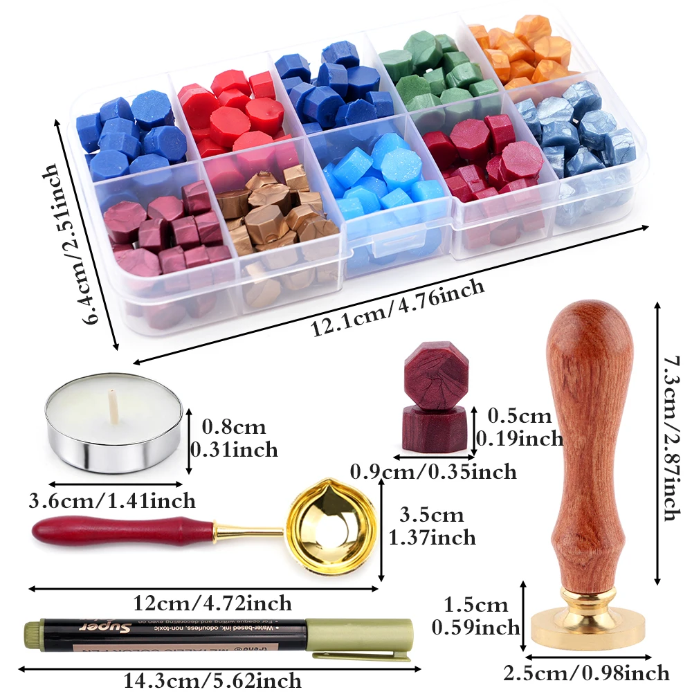 Batik Wax Kit - Kleurrijke zegellakset Alfabetten A-Z Messingkop met