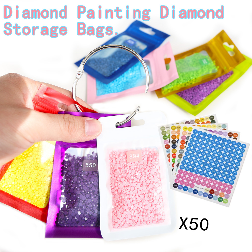 Art Craft Painting - 50 stuks diamant schilderij kraal opbergzakjes