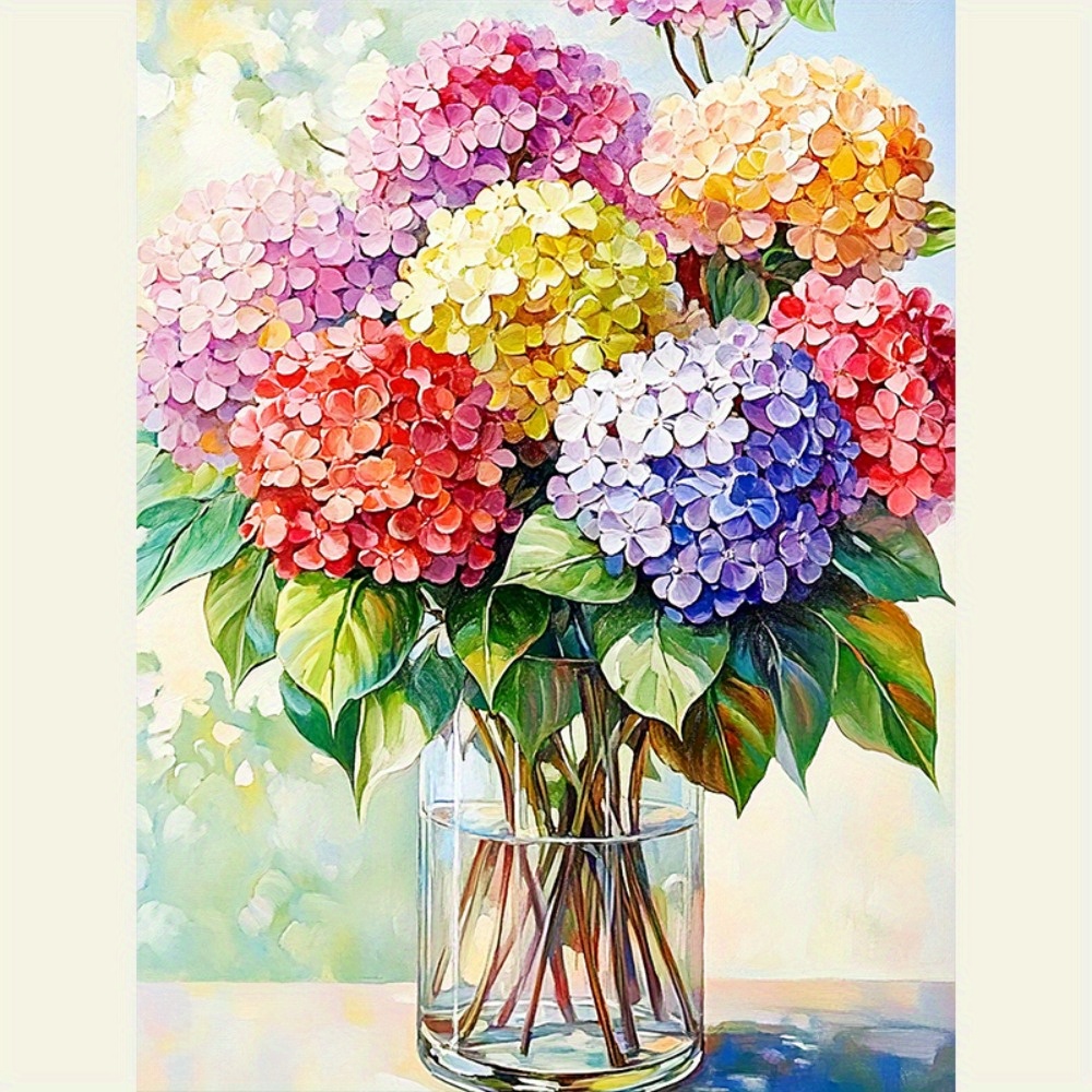 Art Craft Holiday - Kleurrijke hortensia diamantschilderij 5D diamantkunstset, geschikt