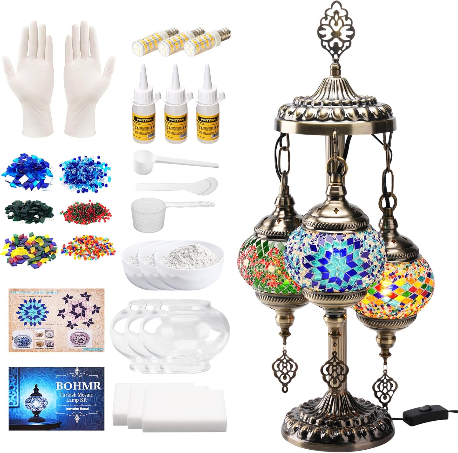 Art Craft Usa - DIY 3-delige Turkse mozaïeklampset, 23 inch