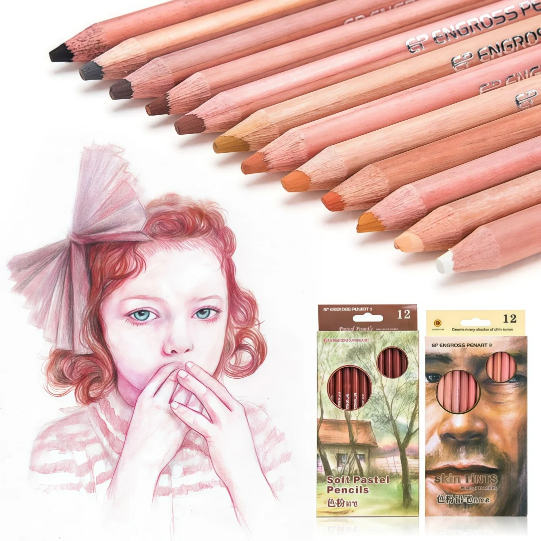 Colored Pencil Professional - 12-kleurige huidskleurige wateroplosbare kleurpotloden voor professionele