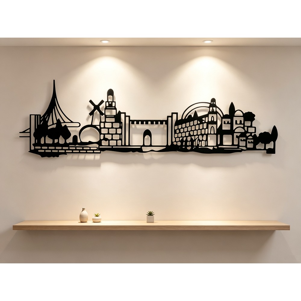 Art & Craft Valley - CIFBUY metalen wanddecoratie met Jeruzalems skyline,