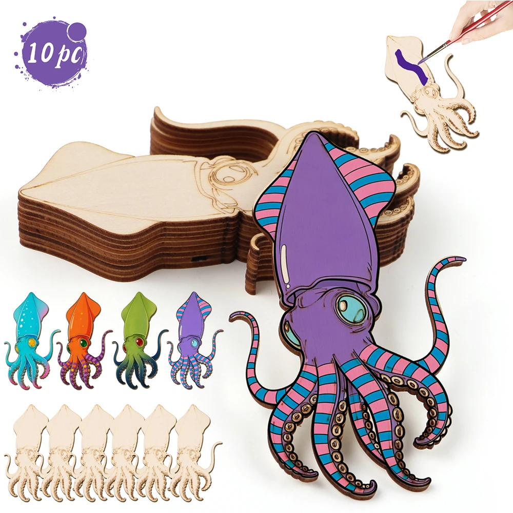 Art Craft Painting - 10 stks/set Onvoltooide Houten Ambachtelijke Octopus