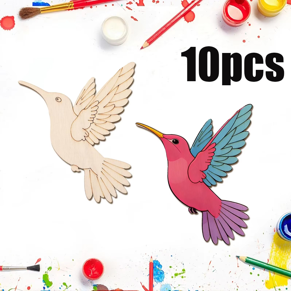 Art Craft Painting - 10 stuks onafgewerkte houten dieren- en