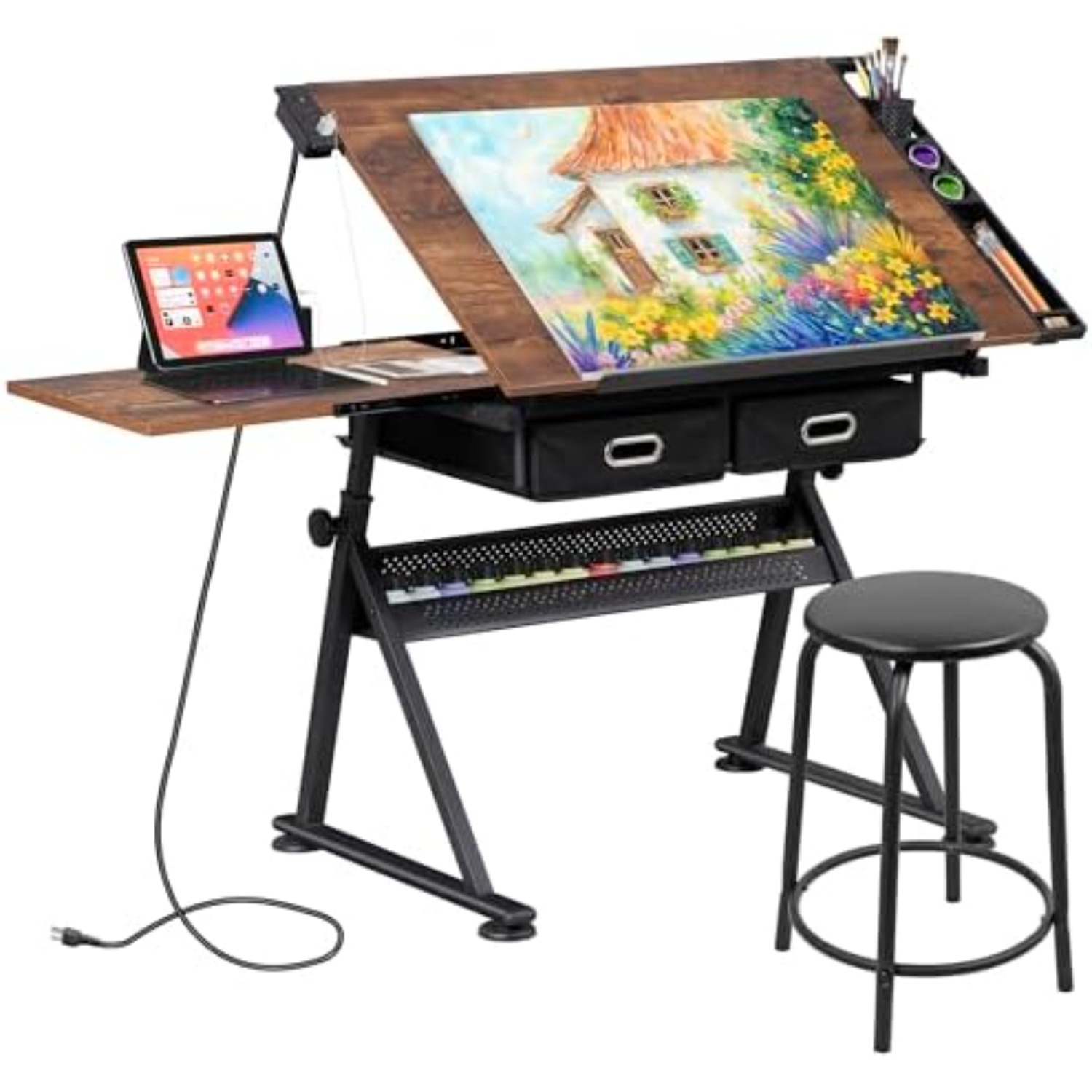 Art Craft Usa - Verstelbare tekentafel met kruk, kantelbare tekentafel