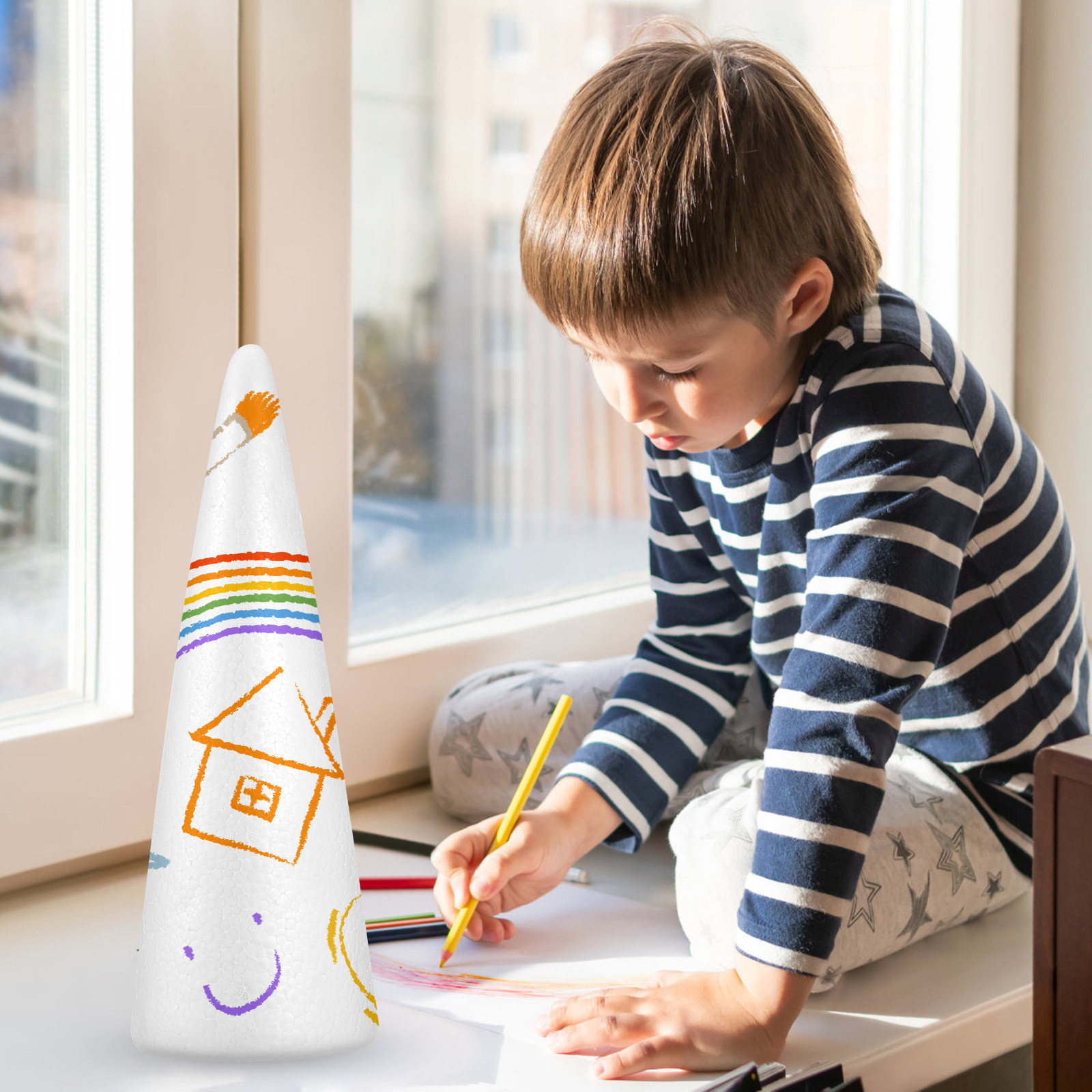 Art Craft For Preschool - 2 stuks kerst-schuimkegels knutselaccessoires kinderen DIY