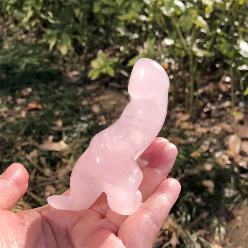 Unique Art Craft - 1PCS Natuurlijke Rozenkwarts Cartoon Penis Dinosaurus